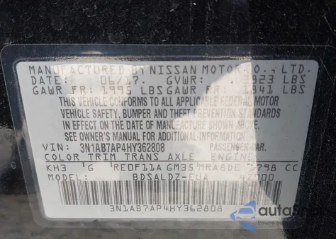 2017 Nissan Sentra Sv from USA, damaged, VIN 3N1AB7AP4HY362808